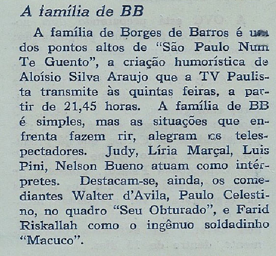 1960 Criação de Aloysio a Família BB